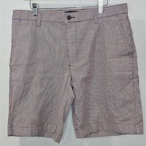 Club Room Casual Shorts Burgundy White Striped Seersucker Mid Length Men's 34
